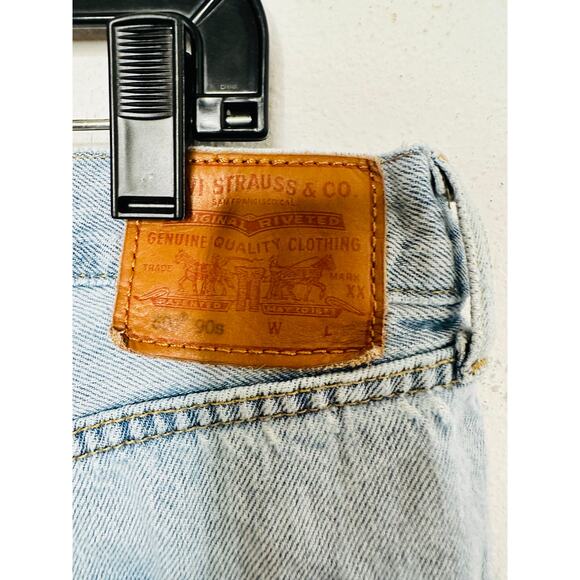 Levi's 501 Blue 100% Cotton Denim Patchwork Freehand Folk Jeans Size W 32 L 30 - Picture 9 of 16